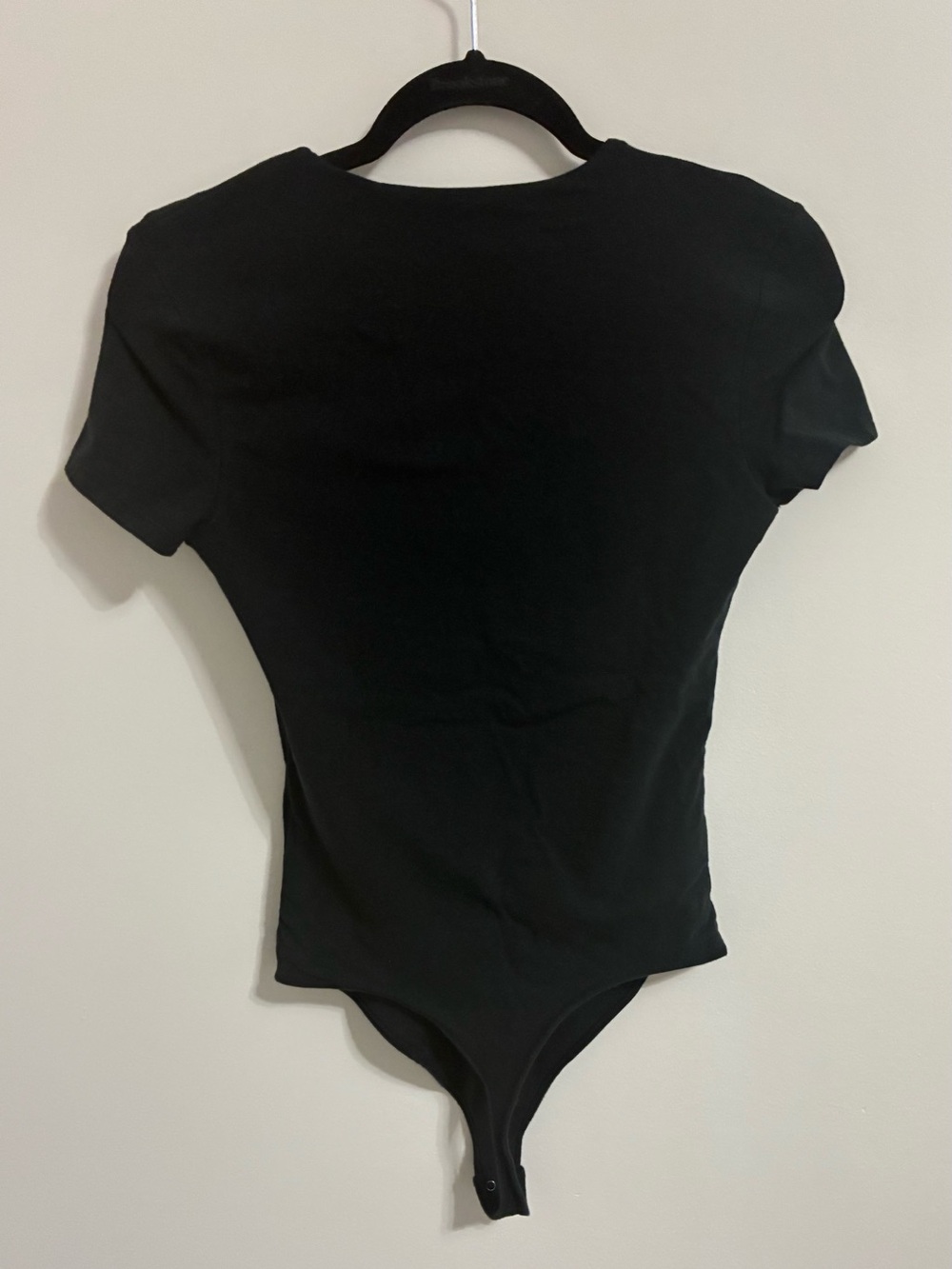 Abercrombie & Fitch Black Double lined Short-Sleeve Crewneck Bodysuit - Picture 2 of 4